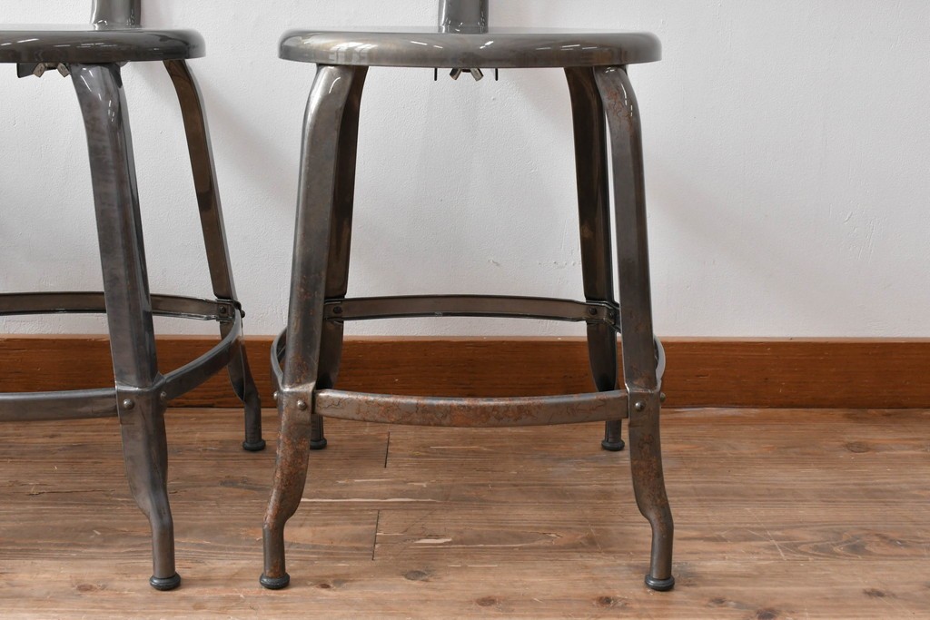 中古　フランス　オールスチール製　Whale Tail(ホエールテイル・チェア)　工業用チェアの名作!　Nicolle Chair(ニコルチェア)5脚セット　定価(5脚合計)約29万円　(R-081915)