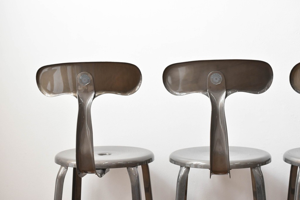 中古　フランス　オールスチール製　Whale Tail(ホエールテイル・チェア)　工業用チェアの名作!　Nicolle Chair(ニコルチェア)5脚セット　定価(5脚合計)約29万円　(R-081915)