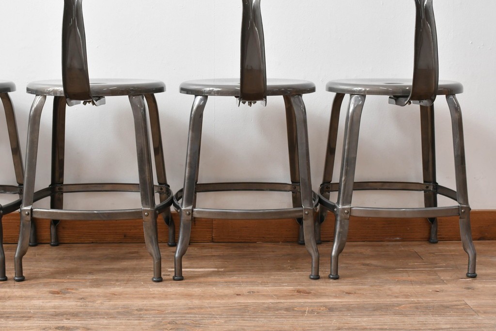 中古　フランス　オールスチール製　Whale Tail(ホエールテイル・チェア)　工業用チェアの名作!　Nicolle Chair(ニコルチェア)5脚セット　定価(5脚合計)約29万円　(R-081915)