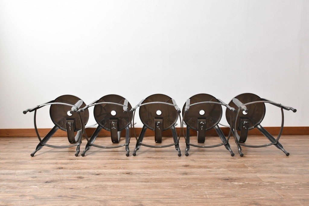 中古　フランス　オールスチール製　Whale Tail(ホエールテイル・チェア)　工業用チェアの名作!　Nicolle Chair(ニコルチェア)5脚セット　定価(5脚合計)約29万円　(R-081915)