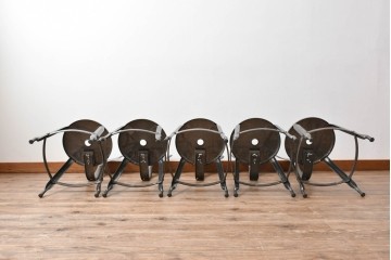 中古　フランス　オールスチール製　Whale Tail(ホエールテイル・チェア)　工業用チェアの名作!　Nicolle Chair(ニコルチェア)5脚セット　定価(5脚合計)約29万円　(R-081915)