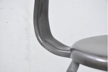 中古　フランス　Nicolle Chair(ニコル・チェア)　Whale Tail(ホエールテイル)　やや小ぶり　インダストリアルデザインがおしゃれなオールスチールのメタルチェア5脚セット(板座チェア、ダイニングチェア、椅子、イス、バラ売り可能)(定価5脚で約29万円)(R-081915)