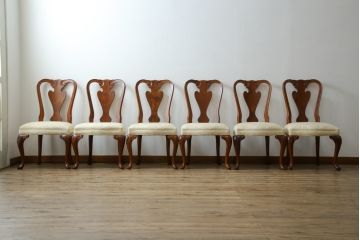 中古　美品　最高級アメリカ家具ブランド　JOHN WIDDICOMB(ジョン・ウィディコム)　マホガニー材　格式高い空間を演出するダイニングチェア6脚セット(アームレスチェア、ダイニングチェア、椅子、イス、バラ売り可能)(定価6脚で約144万円)(R-081917)