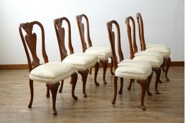 中古　美品　最高級アメリカ家具ブランド　JOHN WIDDICOMB(ジョン・ウィディコム)　マホガニー材　格式高い空間を演出するダイニングチェア6脚セット(アームレスチェア、ダイニングチェア、椅子、イス、バラ売り可能)(定価6脚で約144万円)(R-081917)