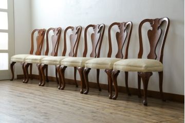 中古　美品　最高級アメリカ家具ブランド　JOHN WIDDICOMB(ジョン・ウィディコム)　マホガニー材　格式高い空間を演出するダイニングチェア6脚セット(アームレスチェア、ダイニングチェア、椅子、イス、バラ売り可能)(定価6脚で約144万円)(R-081917)