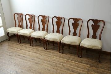 中古　美品　最高級アメリカ家具ブランド　JOHN WIDDICOMB(ジョン・ウィディコム)　マホガニー材　格式高い空間を演出するダイニングチェア6脚セット(アームレスチェア、ダイニングチェア、椅子、イス、バラ売り可能)(定価6脚で約144万円)(R-081917)