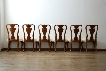 中古　美品　最高級アメリカ家具ブランド　JOHN WIDDICOMB(ジョン・ウィディコム)　マホガニー材　格式高い空間を演出するダイニングチェア6脚セット(アームレスチェア、ダイニングチェア、椅子、イス、バラ売り可能)(定価6脚で約144万円)(R-081917)