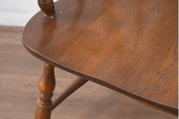 和製ビンテージ　美品　柏木工(KASHIWA)　楢(ナラ)材　挽き物加工が施された背もたれと脚が魅力的なアームチェア4脚セット(ダイニングチェア、板座チェア、イス、椅子、ヴィンテージ、バラ売り可能)(R-081918)