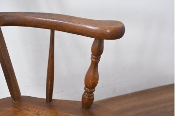和製ビンテージ　美品　柏木工(KASHIWA)　楢(ナラ)材　挽き物加工が施された背もたれと脚が魅力的なアームチェア4脚セット(ダイニングチェア、板座チェア、イス、椅子、ヴィンテージ、バラ売り可能)(R-081918)