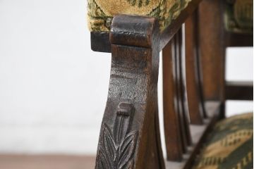和製アンティーク　彫刻と象嵌入り　大正ロマンの雰囲気漂う古い洋館の高級アームチェア(畳摺り、たたみずり、椅子、サロンチェア、ダイニングチェア)(R-081920)