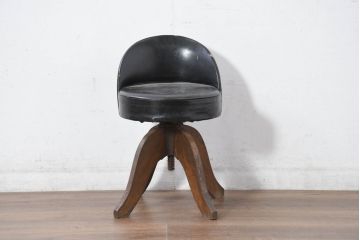 和製アンティーク　小振りサイズ!!　希少なレトロデザインの回転チェア(回転椅子、イス、子供椅子、キッズチェア、子供用チェア)(R-081924)