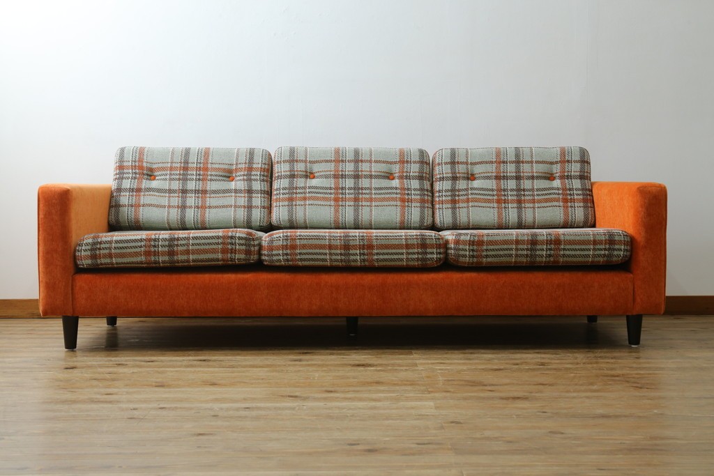 中古　美品　ACME Furniture(アクメ ファニチャー)　JETTY(ジェッティ)　色味や柄のバランスがおしゃれな3Pソファ　定価約40万円　(R-081928)