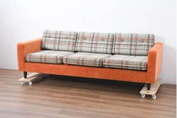 中古　美品　ACME Furniture(アクメ ファニチャー)　JETTY(ジェッティ)　色味や柄のバランスがおしゃれな3Pソファ(3人掛けソファ、三人掛け、トリプルソファ)(定価約40万円)(R-081928)