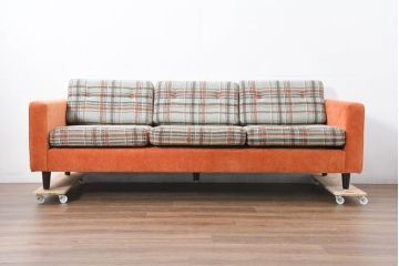 中古　美品　ACME Furniture(アクメ ファニチャー)　JETTY(ジェッティ)　色味や柄のバランスがおしゃれな3Pソファ(3人掛けソファ、三人掛け、トリプルソファ)(定価約40万円)(R-081928)