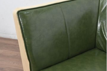 中古　美品　UP TOWN FURNITURE(アップタウン・ファニチャー)　PULLEY(プーリー)　合皮　レトロな色使いがおしゃれな2人掛けカウチソファ(二人掛け、2Pソファ、コーナーソファ)(R-081930)