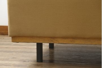 中古　美品　UP TOWN FURNITURE(アップタウン・ファニチャー)　PULLEY(プーリー)　合皮　レトロな色使いがおしゃれな2人掛けソファベンチ(二人掛け、2Pソファ)(R-081931)