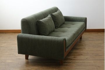 中古　美品　ACME Furniture(アクメ ファニチャー)　 WINDAN SOFA(ウィンダンソファ)　ファブリックに包まれた木のフレームが珍しい2.5人掛けソファ(2P、2.5P、3P、2人掛け、2.5人掛け、3人掛け)(定価約23万円)(R-081932)