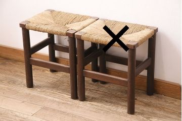 和製ヴィンテージ　松本民芸家具　初期モデル　ラッシ座面がおしゃれなスツール(チェア、椅子、ビンテージ)(R-081948)