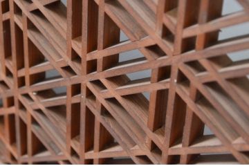 アンティーク建具　片面ガラス　上質な和の空間を演出する組子入り欄間1枚(明かり取り、明り取り)(R-081951)