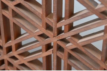 アンティーク建具　片面ガラス　上質な和の空間を演出する組子入り欄間1枚(明かり取り、明り取り)(R-081951)