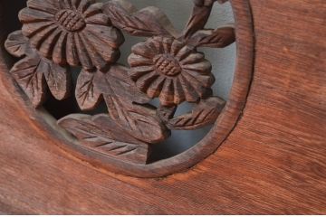 アンティーク建具　竹と菊の図柄が素敵な彫刻欄間1枚(明かり取り、明り取り)(R-081955)