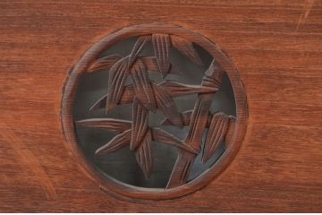 アンティーク建具　竹と菊の図柄が素敵な彫刻欄間1枚(明かり取り、明り取り)(R-081955)