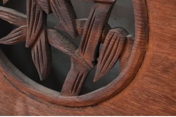 アンティーク建具　竹と菊の図柄が素敵な彫刻欄間1枚(明かり取り、明り取り)(R-081955)