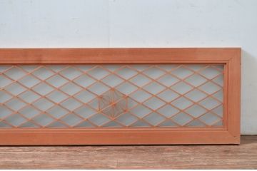 アンティーク建具　片面ガラス　落ち着きのある雰囲気が魅力の組子欄間1枚(明かり取り、明り取り)(R-081958)
