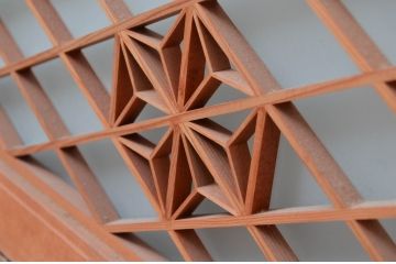 アンティーク建具　片面ガラス　落ち着きのある雰囲気が魅力の組子欄間1枚(明かり取り、明り取り)(R-081958)