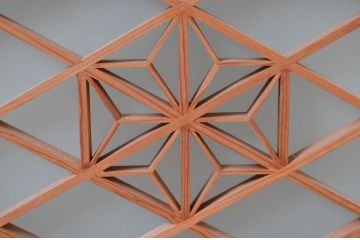 アンティーク建具　片面ガラス　落ち着きのある雰囲気が魅力の組子欄間1枚(明かり取り、明り取り)(R-081958)