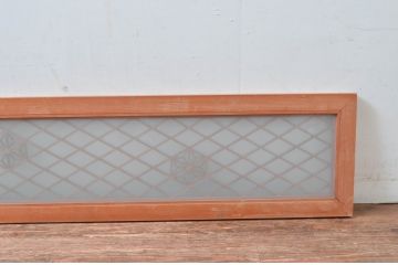 アンティーク建具　片面ガラス　落ち着きのある雰囲気が魅力の組子欄間1枚(明かり取り、明り取り)(R-081958)