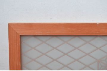 アンティーク建具　片面ガラス　落ち着きのある雰囲気が魅力の組子欄間1枚(明かり取り、明り取り)(R-081958)
