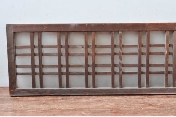 アンティーク建具　片面ガラス　歴史を刻んだ風合いが趣あるマス目格子明かり取り(明り取り)(R-081959)