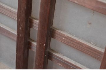 アンティーク建具　片面ガラス　歴史を刻んだ風合いが趣あるマス目格子明かり取り(明り取り)(R-081959)
