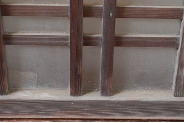 アンティーク建具　片面ガラス　歴史を刻んだ風合いが趣あるマス目格子明かり取り(明り取り)(R-081959)