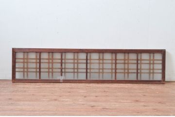 アンティーク建具　片面ガラス　歴史を刻んだ風合いが趣あるマス目格子明かり取り(明り取り)(R-081959)