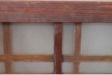 アンティーク建具　片面ガラス　歴史を刻んだ風合いが趣あるマス目格子明かり取り(明り取り)(R-081959)