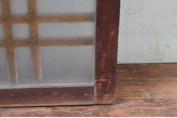 アンティーク建具　片面ガラス　歴史を刻んだ風合いが趣あるマス目格子明かり取り(明り取り)(R-081959)