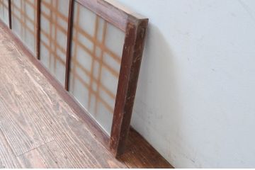 アンティーク建具　片面ガラス　歴史を刻んだ風合いが趣あるマス目格子明かり取り(明り取り)(R-081959)