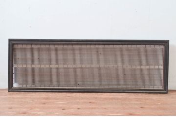 アンティーク建具　上手物!!　繊細な作りが魅力的な筬格子と凝った面取り框の欄間1枚(らんま、明り取り、明かり取り)(R-081961)