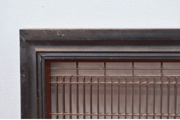 アンティーク建具　上手物!!　繊細な作りが魅力的な筬格子と凝った面取り框の欄間1枚(らんま、明り取り、明かり取り)(R-081961)