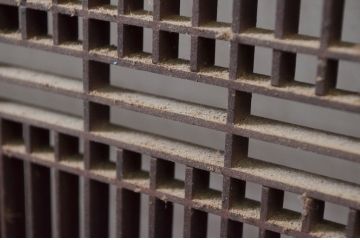 アンティーク建具　上手物!!　繊細な作りが魅力的な筬格子と凝った面取り框の欄間1枚(らんま、明り取り、明かり取り)(R-081961)