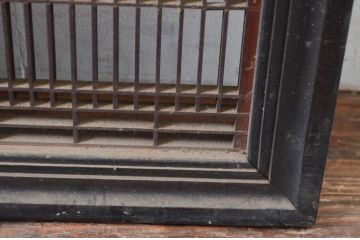 アンティーク建具　上手物!!　繊細な作りが魅力的な筬格子と凝った面取り框の欄間1枚(らんま、明り取り、明かり取り)(R-081961)