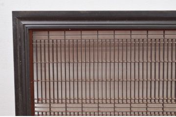 アンティーク建具　上手物!!　繊細な作りが魅力的な筬格子と凝った面取り框の欄間1枚(らんま、明り取り、明かり取り)(R-081961)