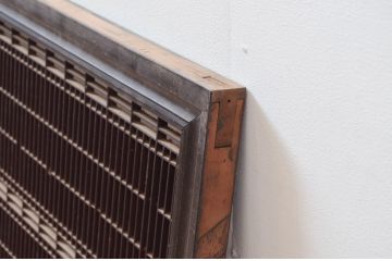 アンティーク建具　上手物!!　繊細な作りが魅力的な筬格子と凝った面取り框の欄間1枚(らんま、明り取り、明かり取り)(R-081961)