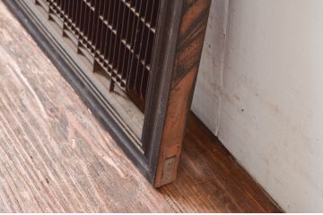 アンティーク建具　上手物!!　繊細な作りが魅力的な筬格子と凝った面取り框の欄間1枚(らんま、明り取り、明かり取り)(R-081961)