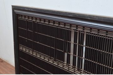 アンティーク建具　上手物!!　繊細な作りが魅力的な筬格子と凝った面取り框の大振りな欄間2枚(らんま、明り取り、明かり取り)(R-081962)