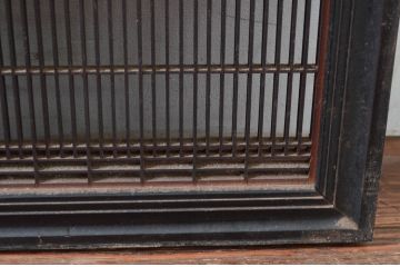 アンティーク建具　上手物!!　繊細な作りが魅力的な筬格子と凝った面取り框の大振りな欄間2枚(らんま、明り取り、明かり取り)(R-081962)