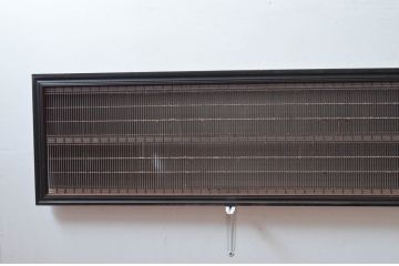 アンティーク建具　上手物!!　繊細な作りが魅力的な筬格子と凝った面取り框の大振りな欄間2枚(らんま、明り取り、明かり取り)(R-081962)