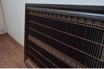アンティーク建具　上手物!!　繊細な作りが魅力的な筬格子と凝った面取り框の大振りな欄間2枚(らんま、明り取り、明かり取り)(R-081962)